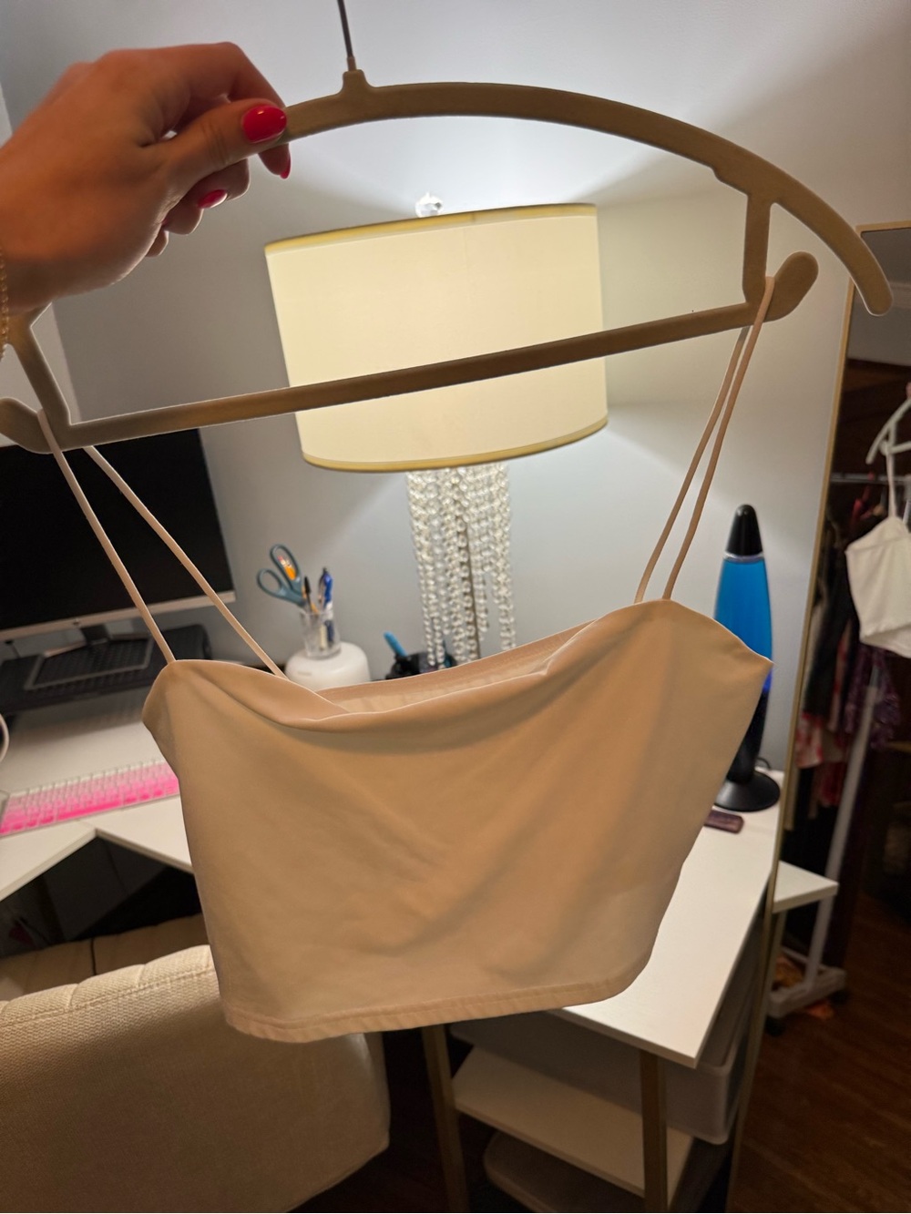 Women's White Spaghetti Strap Crop Top